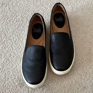 Sofft Black Leather Slip-On Shoes